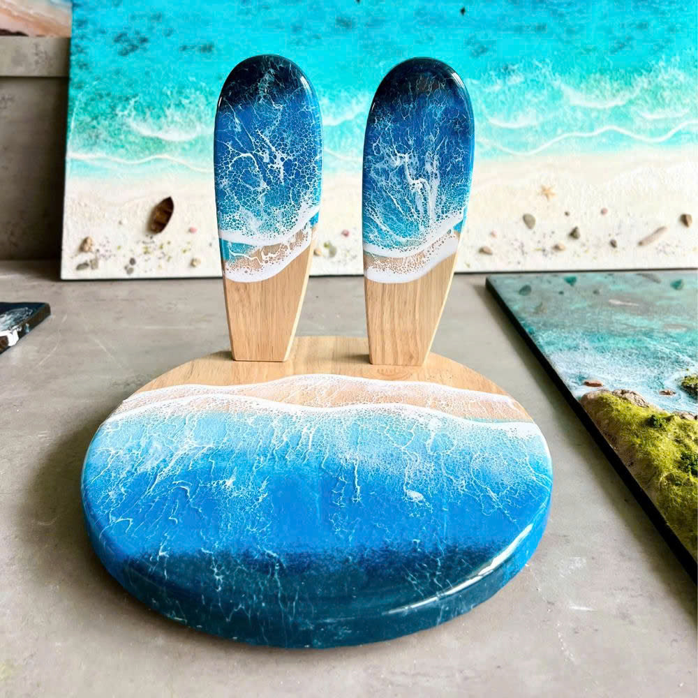 Bunny ear wood resin kids chair close-up of rubberwood frame and ear-shaped backrest