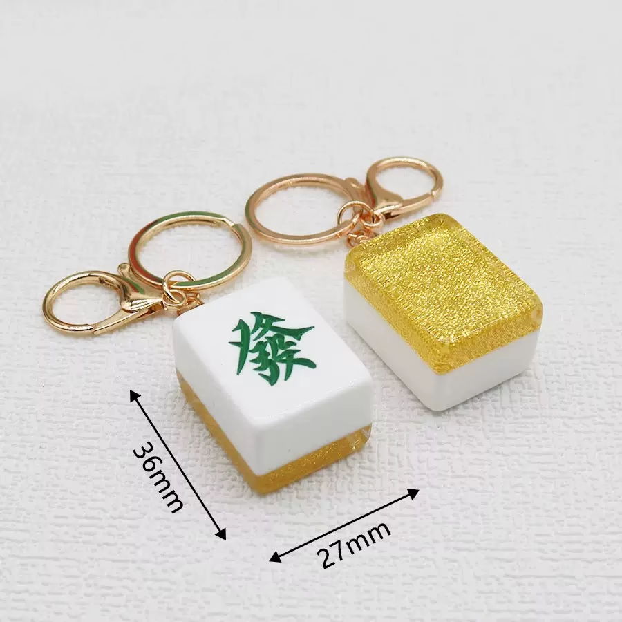 Mahjong Tile Keychain – Red Symbol (Classic Style)