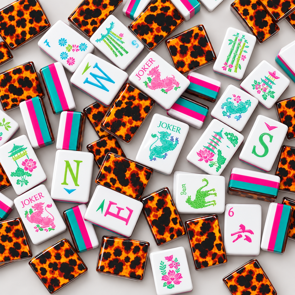 Luxury Leopard Mahjong Combo | American Mahjong Set with Acrylic Racks, Dice & Personalized Joker Tile