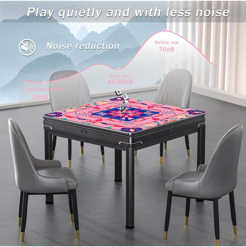 American Mahjong Table Mat – Pink Floral Non-Slip Game Mat (32.4” Square)