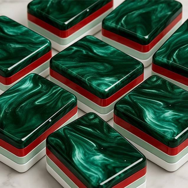 Marble Elegant Mahjong Collector's Set – Tiles, Mat, Racks & Dice