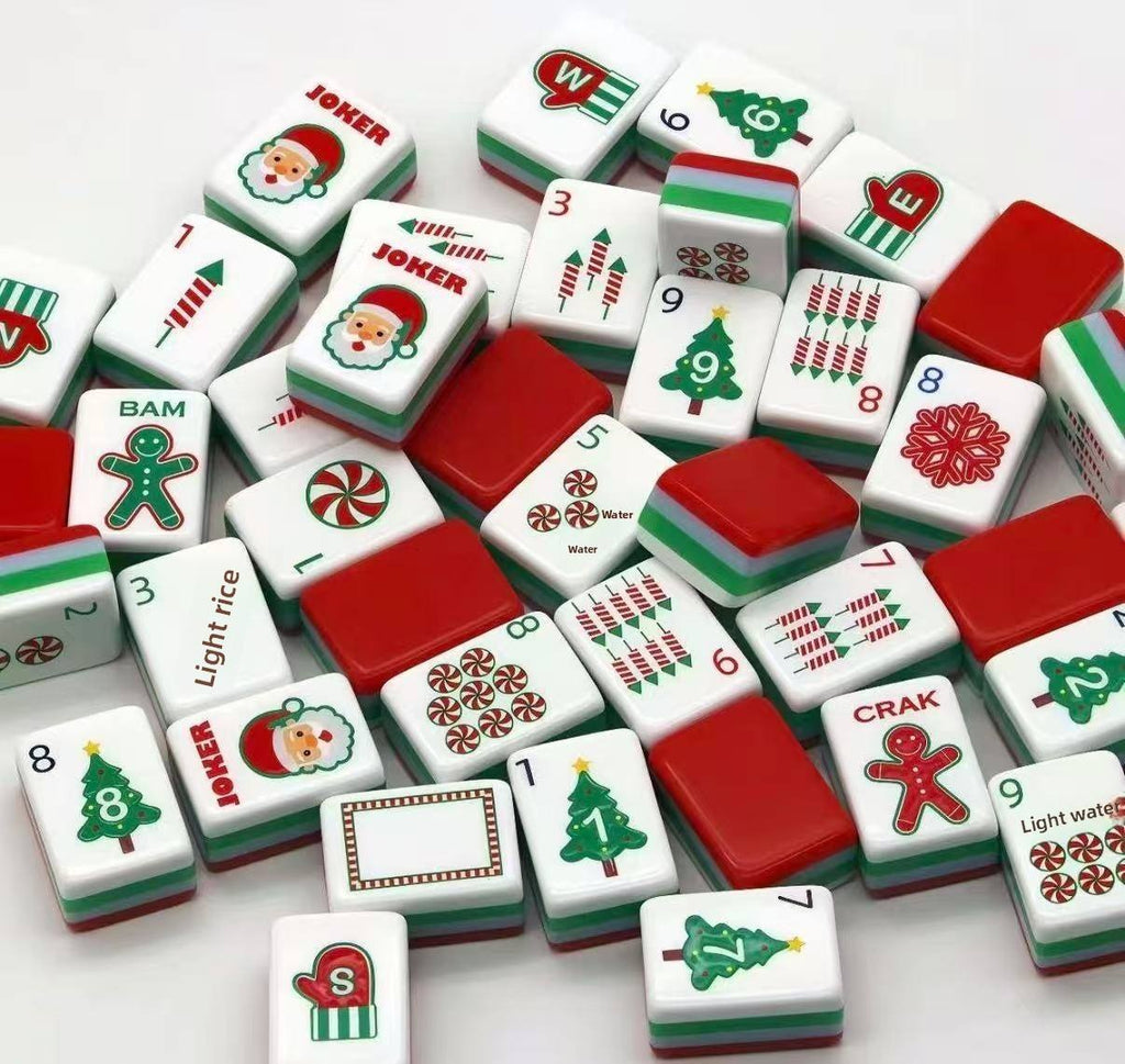 Santa's Mahjong Night Gift Set – Tiles, Dice & Charm Earrings