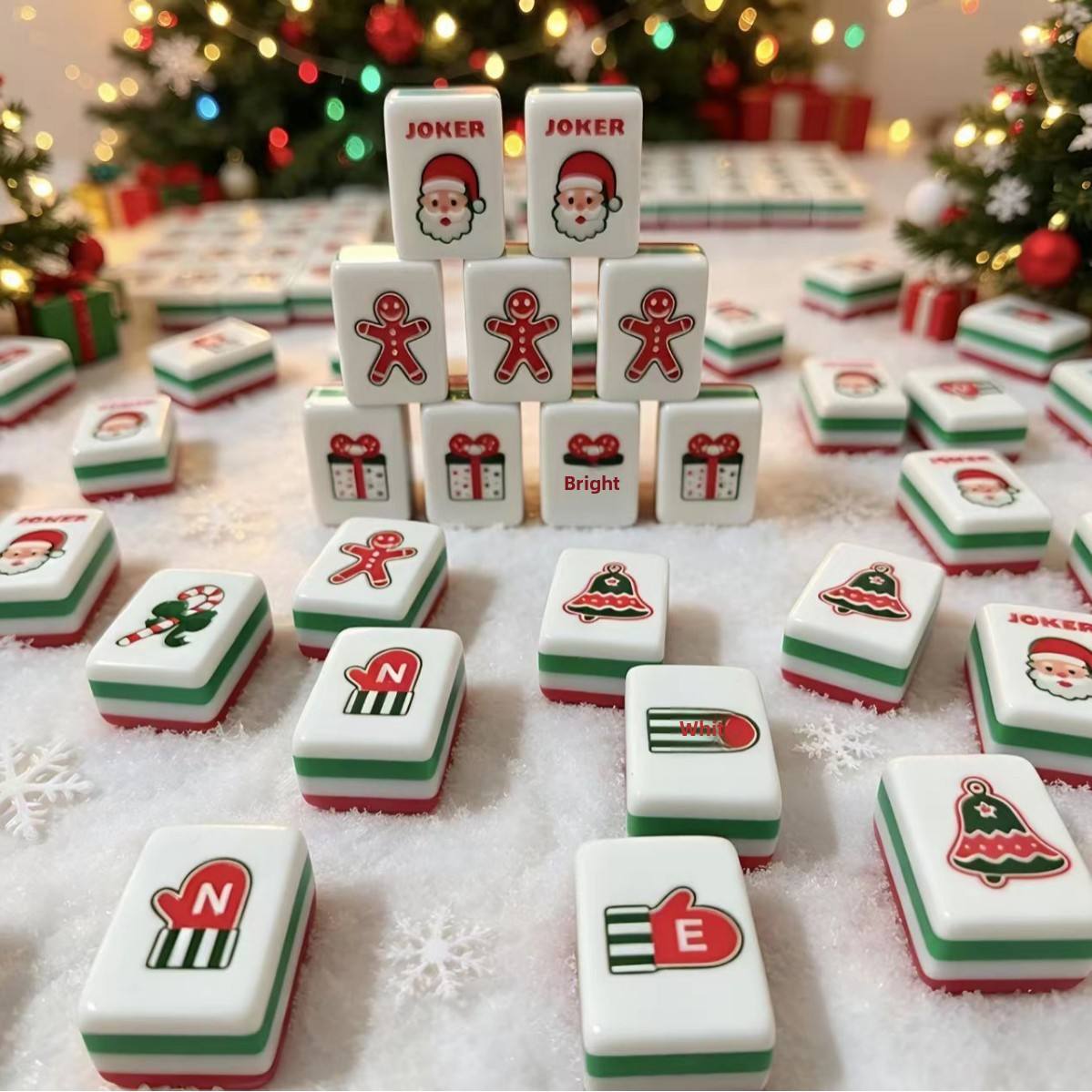 Santa's Mahjong Night Gift Set – Tiles, Dice & Charm Earrings