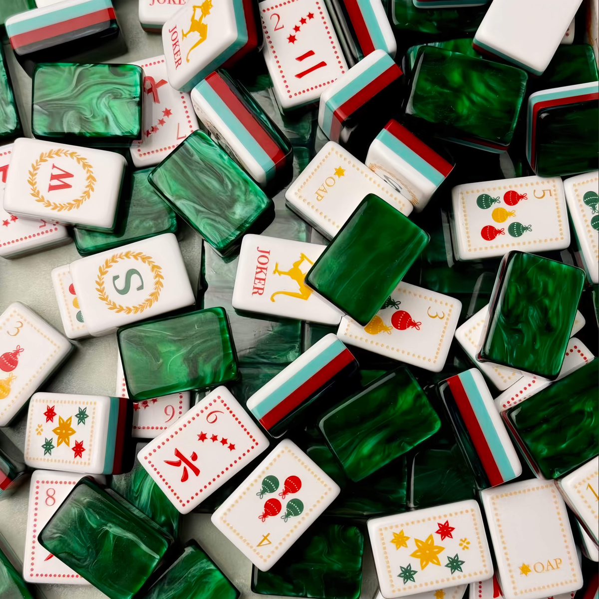 Marble Elegant Mahjong Collector's Set – Tiles, Mat, Racks & Dice
