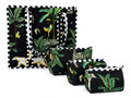 Jungle Safari quilted tote bag set, black print with 3 matching nested pouches